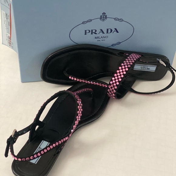 PRADA embellished crystal thong sandal. Sz 38.5. - Picture 4 of 7